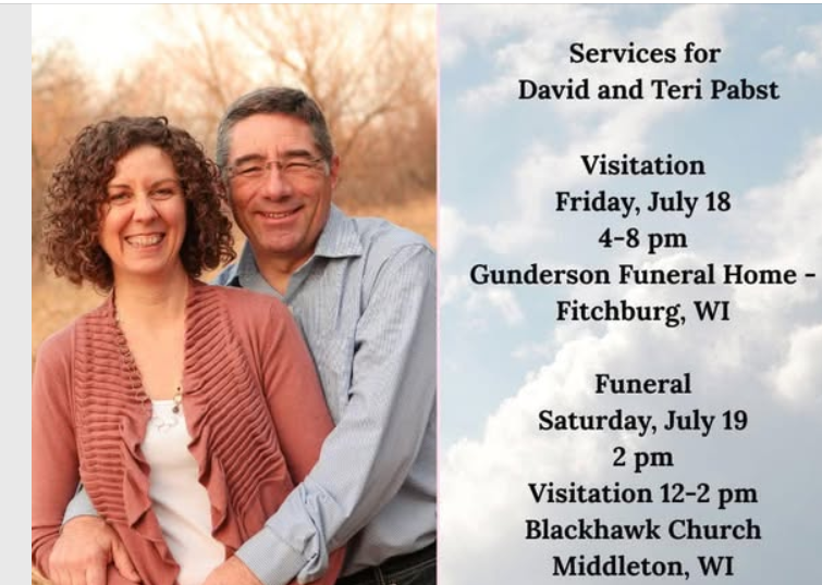 Family Mourns Sudden Loss of David and Teri Pabst, Middleton Wisconsin